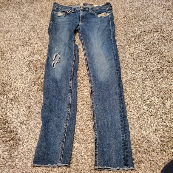 Rag & Bone Skinny Jeans La Paz Dark Blue Distressed Wash 28 - Picture 3 of 6